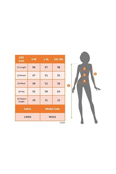 JANES Kadın Kısa Kollu V Yakalı Beli Kuşaklı Ithal Keten Elbise
