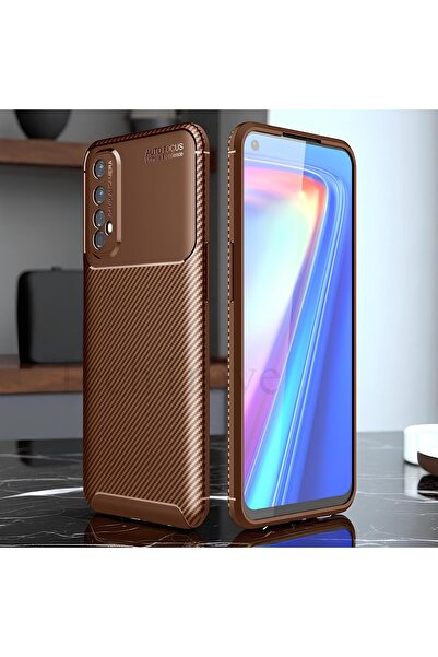 TechTrove Realme 7 Kılıf Kamera Korumalı Darbe Emici Karbon Fiber Desenli Kapak