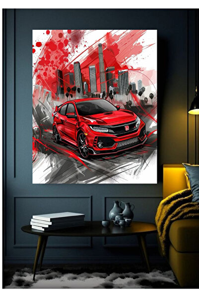 UĞUR STORE US HONDA CIVIC TYPE R KANVAS TABLO EV DUVAR SALON OFİS HEDİYELİK D...