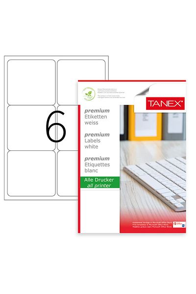 Tanex Set de 600 etichete autoadezive 99,1 x 93,1 mm, colțuri rotunjite, 100 coli format A4,