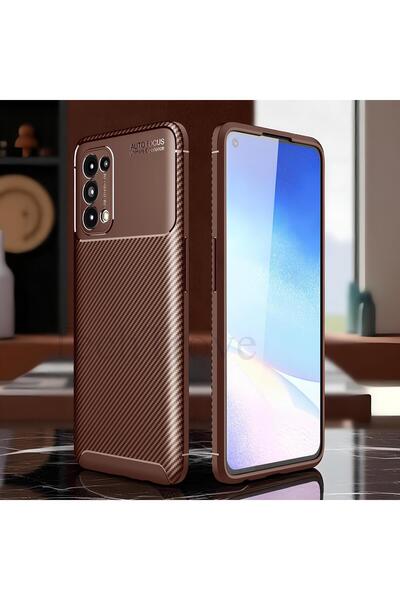 TechTrove Oppo Reno 5 Kılıf Kamera Korumalı Darbe Emici Karbon Fiber Desenli ...