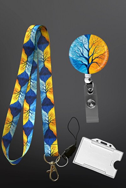 StormiStoretr Yaşam Ağacı 3 Lü Set Boyun Ipi Yoyo Yaka Kartlığı Telefon Askısı