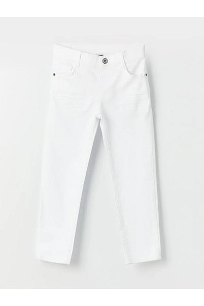 LC Waikiki Lcw Kids White Boy's Trousers with Adjustable Elastic Waist