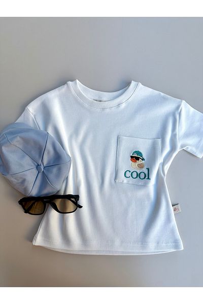 Mama Miel Baby Cool Duck Embroidered Oversize T-Shirt with Pockets - 100% Cotton