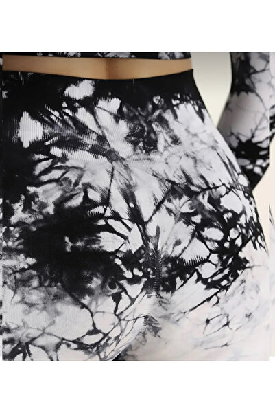 BK fără cusături set de mâneci lungi pentru yoga sport, cu model batik, cu efect modelator piese