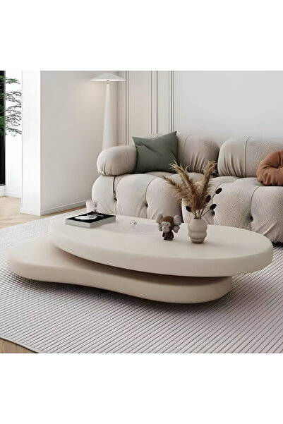 ket furniture كريم لايرس طاولة رئيسية مكونة من طبقتين متحركتين.أنيقة للمجلس بتصميم عصري ,