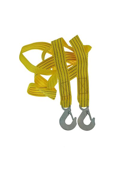 OEM Car towing and towing strap, 3 meters, steel hooks, maximum load 2T, yellow
