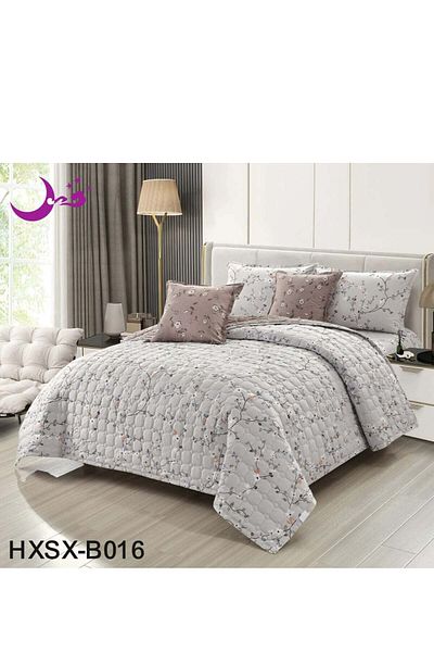 Moon طقم لحاف: تصميم مضغوط مزدوج الجوانب، مكون من 6 قطع (230×250 سم، مقاس كينج)
