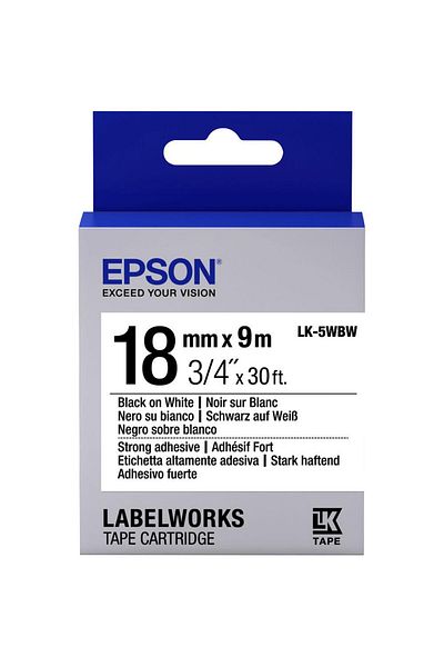 TREND Epson lk-5wbw strong adhesive white on black 18mm 9meter label