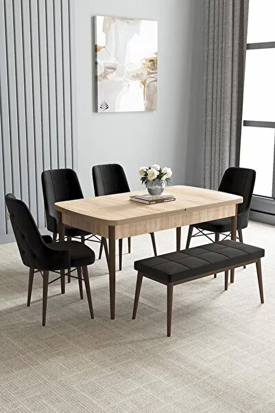 asaella mobilya Loft Meşe Desen 80x132 Açılabilir Mdf Masa Yemek Odası Takımı...