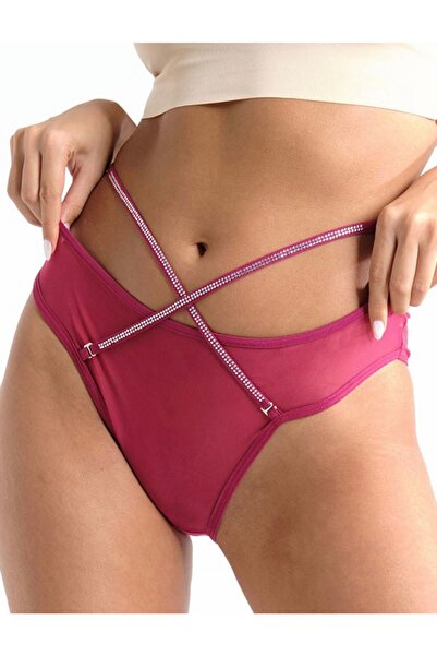 YOYYO Bel kısmı taşlı ayarlanabilir askı tanga külot kadın çamaşır