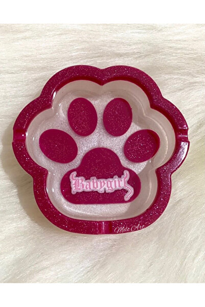 Milo Art El Yapımı Büyük Boy Epoksi Pati Küllük Babygirl Yazılı Epoksi Pati K...