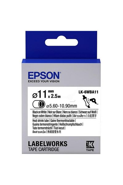 TREND Epson Lk-4Wba5 Black on White Macaron (3-5.7 mm Diameter) 2.5 Meters