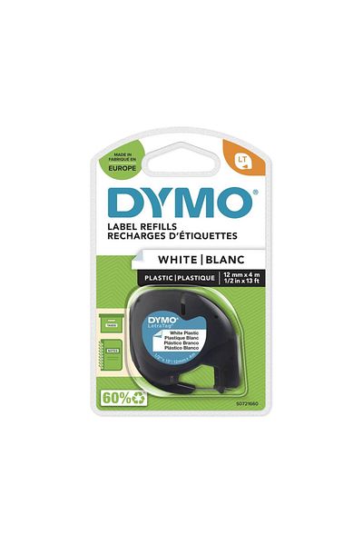 TREND Dymo s0721660 letratag plastic label 12 mm x 4 meters white 91201