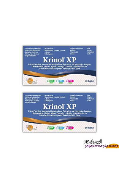 Krinol XP - Cüce Palmiye, Spirulina, Isırgan, L-Metiyonin, Keratin, Bor, Biotin, Folik Asit- 2 Kutu