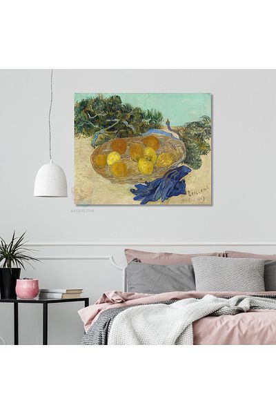 Artarilion Pictură pe pânză Pictură Van Gogh Decor birou acasă Coș cu fructe Pictură murală clasică