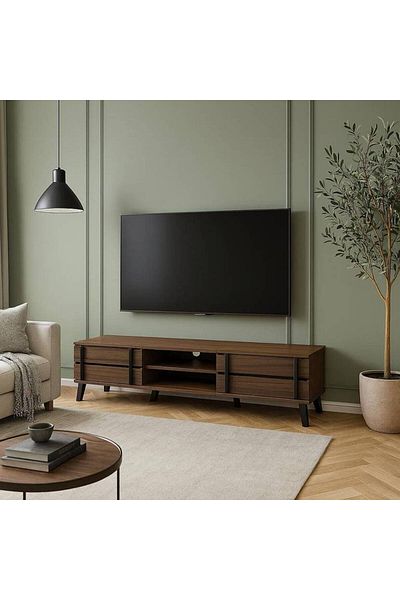 Al Saada Home وحدة تلفزيون - 200×40×50 سم - بني