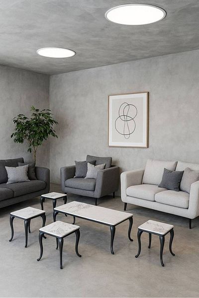 Al Saada Home طقم طاولة خدمة 4+1 سيراميك - أسود