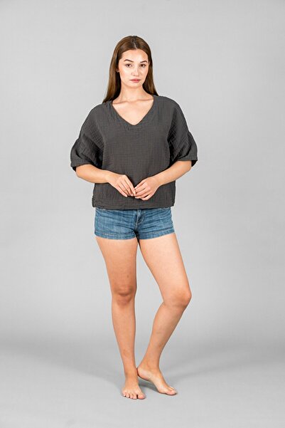 ASC SUN V-neck short sleeve blouse