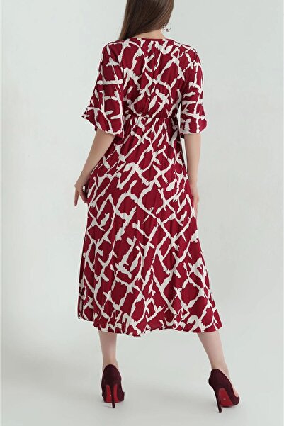 Gülmude Double Breasted Collar Slit Woven Viscose Women's Dress (120 cm)