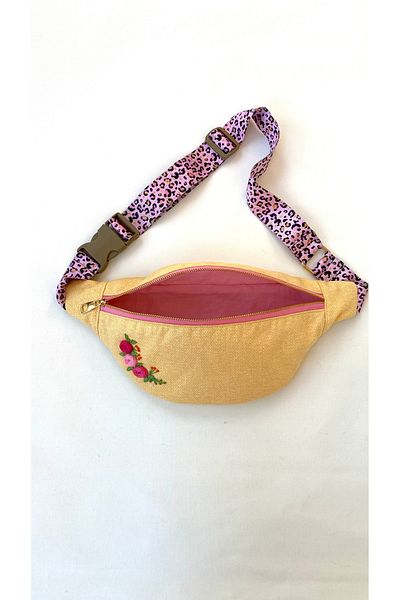 TALKING DREAMS Yellow Embroidery Pattern Waist Bag