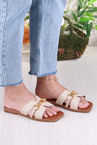 fort 014-23 Fls Buckle Detailed Holiday Slippers Daily Slippers Women's Slippers