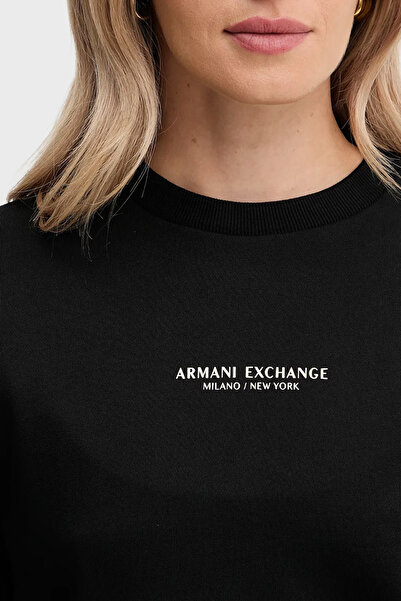 Armani Exchange Logo Printed Cotton Relaxed Fit Crew Neck Crop Sweat Sweat Xw001451 Af108