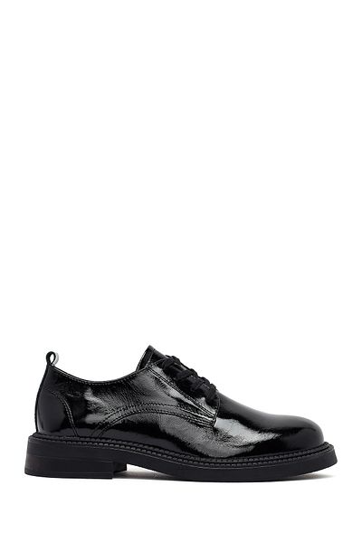 Derimod Women's Black Lace-Up Patent Leather Masculine Shoes 25Afd512416