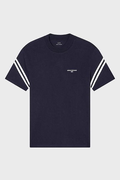 Armani Exchange Logo Cotton Stripe Detail Regular Fit Crew Neck t Shirt Men t Shirt Xm00108