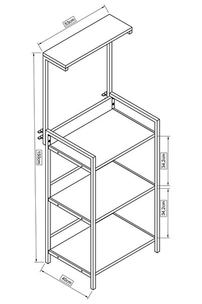 Remaks HEYBELİ Mutfak Standı Raflı Kahve Köşesi Mutfak Rafı Mutfak Bango-SİYAH MERMER DESEN