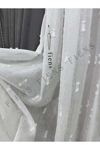 FİENS SERPME KETEN PONPON AĞIR GRAMAJLI 1/3 Sık Pileli Tül Perde Ütüistmyn | ...