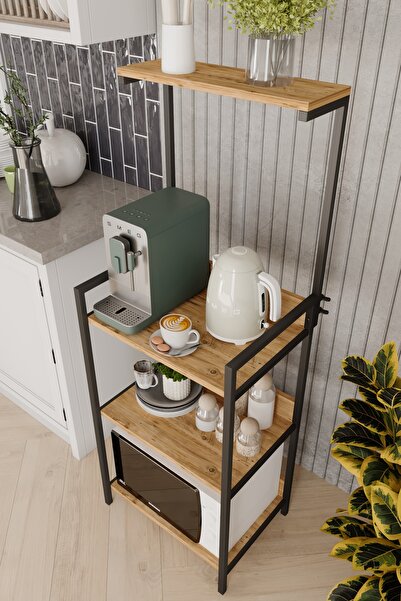 Remaks HEYBELİ Mutfak Standı Raflı Kahve Köşesi Mutfak Rafı Mutfak Bango-MEŞE