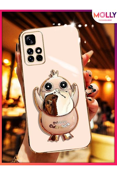 Molly Rose Cute Duck Stand Edge Luxury Silicone Case with Gold Detail for Xiaomi Redmi 10 2022