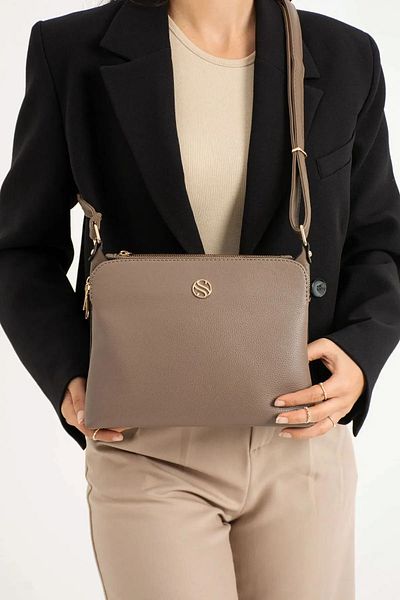 POLO CLUB Women's Soft Leather 4 Compartment Long Cross Strap Medium Size Useful Shoulder Bag (25X20 cm)