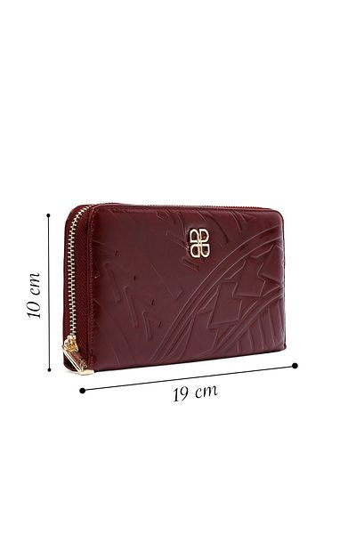 Derimod Women's Burgundy Printed Wallet 000A2D561626