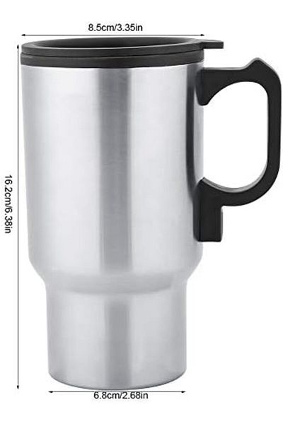 Generic Electric Travel Mug 12V, 450ml Stainless Steel Insulated Mug with Spill-Proof Lid