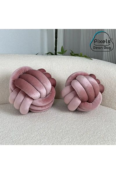 PixelsBeanBag 2 Pieces Soft Knotted Ball Pixel Bean Bag Pillow, Velvet Round Decorative Pillow for Home Decor