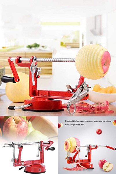 Yu Su Tools Elma Soyma Makinesi | Vantuzlu Tabanlı, Paslanmaz Çelik Bıçaklı Spiral Meyve Elma Soğan Dilimleyici