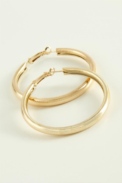 fantastik store Mtxdpn Dotted Hoop Earrings (01536) 4.5 Cm-Yellow