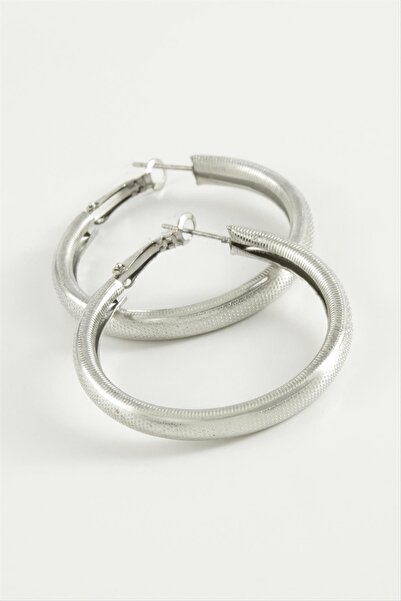 ZERO LAND Hn-Shop Dotted Tube Hoop Earrings 3.5 Cm-Silver Color