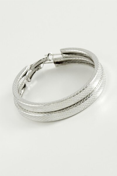 Marsilyan Crushed Square Hoop Earrings 5.5 cm