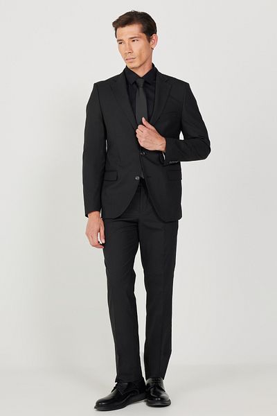 ALTINYILDIZ CLASSICS Men's Black Waterproof Slim Fit Slim Fit Mono Collar Woolen Nano Suit