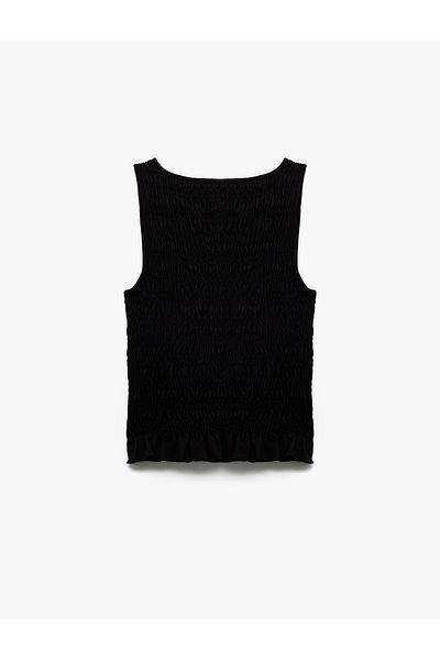 Koton Cotton Wrinkle Fabric Slim Fit Crew Neck Sleeveless Blouse