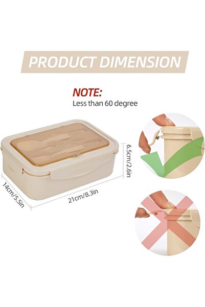 LIVVY 1400ml Bento Lunch Box With 3 Leakproof Compartments, Cutlery, Bpa-free & Microwave Safe.