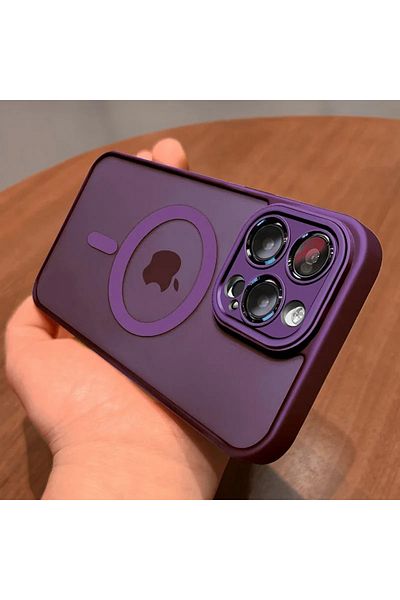 Choice For iPhone 14 ProMax Purple 2024Magnetic Luxury Matte Translucent Shockproof Case For iPhone 16 Pro