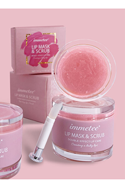 Immetee Lip Mask Scrub and Lip Brush, Hydrating Repairing Peeling Exfoliating Lip Treatment