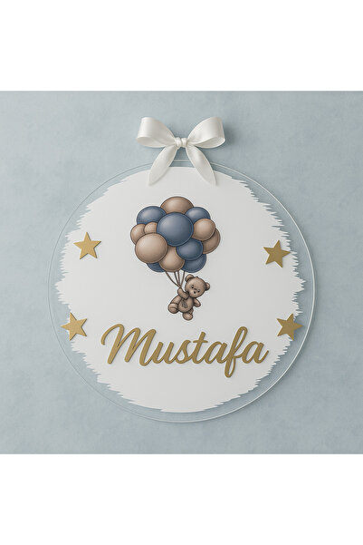 edoy Kişiye Özel Yeni Doğan Bebek Kapı Süsü – Balon Ayıcık Temalı Bebek Kapı ...