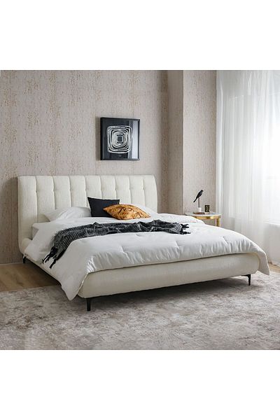 Danube Home Ember 180x200 Upholstered King Bed-Natural