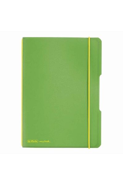 Herlitz Caiet My.book Flex A5, Culoare Verde Deschis Transparent și Negru, Material PP, 40 de Coli, Format Grilă
