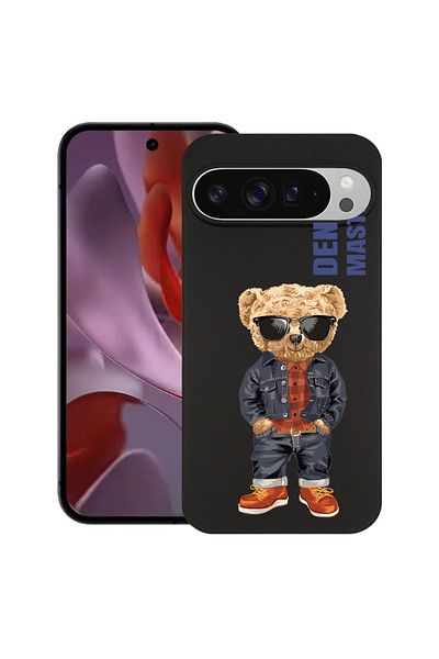 bestcase ® Slim Silicon Case For Google Pixel 10 Pro XL, Denim Master - Teddy Bear, 2036426 B 927
